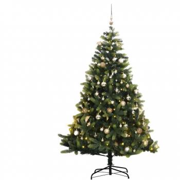 150 cm Artificial Hinged Christmas Tree with 150 LED Lights and Ornaments