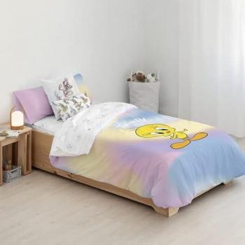 Funda Nórdica Sweet Tweety 100% Algodón con Botones para Cama de 105 (180x240 cm) - Calidad Extrasuave, Made in Spain