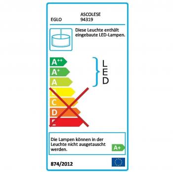 Lámpara Colgante LED Eglo Ascolese 5 Focos Níquel Mate con Luz Cálida y Cristales Ámbar