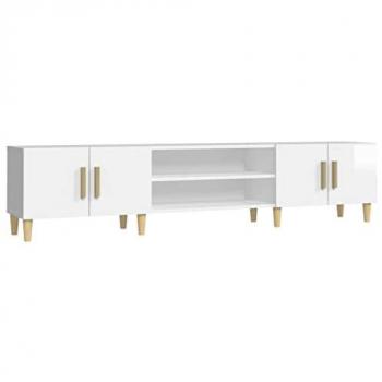 Mueble de TV Blanco Brillo 180x31,5x40 cm en Madera Contrachapada