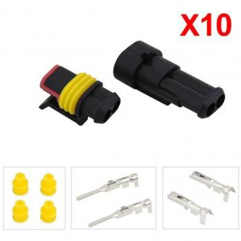 10 Kits 2 Pin Manera Impermeable Cable conector enchufe juego de sellado de coche camión Plástico eléctrico automático