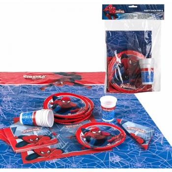 Disney - Pack de fiesta reciclable Spiderman - mantel + platos + vasos + servilletas