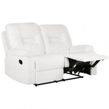 Sofá Recliner 2 Plazas Manual de Tela Blanca con Reposapiés y Respaldo Bergen