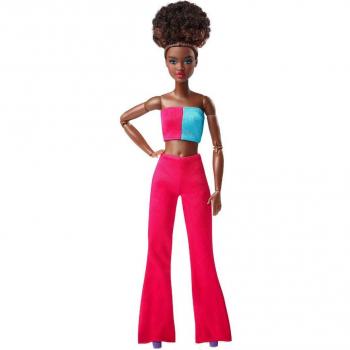 Mattel Barbie Signature Looks Model #14 Muñeca Afroamericana con Peinado Recogido y Pantalones Rosas