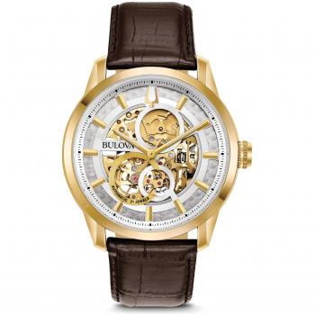 Reloj Automático Mecánico para Hombre Bulova Classic Open Heart Acero Inoxidable y Correa de Piel 97A138
