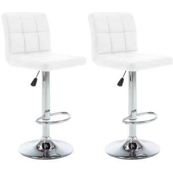 Taburetes de Bar Blancos 2 Piezas en Cuero Sintético VidaXL