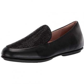 Fitflop Lena Loafer-Crystal hotfix, Mocasín Plano Women's, All Black, 38 EU