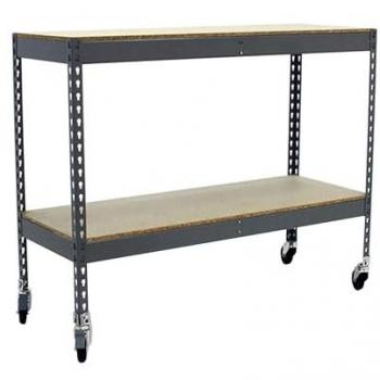 Estantería Industrial Simon Rack 75 kg, Madera y Chipboard, 975x1200x450 mm, 2 Alturas, con Ruedas, Gris/Madera
