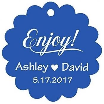 100 PC disfrutan! vieira bordes personalizados etiquetas para colgar etiquetas de papel personalizado de la boda del regalo del favor