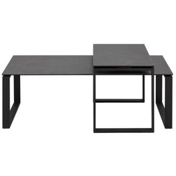 Conjunto de Mesas de Café de Cerámica Katrine en Negro