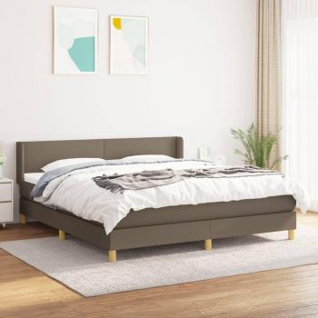 Cama box spring con colchón Tortorra 180x200 cm en tela gris taupe