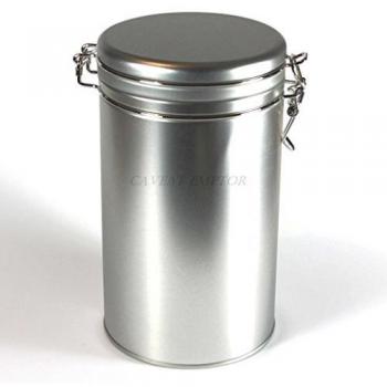 Boxance Cafetera Redonda Con Tapón Giratorio Para 500 g De Café Alimentos Adecuados Té Especias Latas Almacenamiento Metálicas Hojalata Plata Diseño Redondo Redondas Tapa Tetera Contenedor Metal Lata