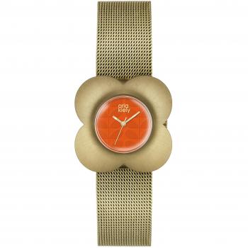 Reloj de pulsera chapado en oro para adultos Orla Kiely Poppy OK4050