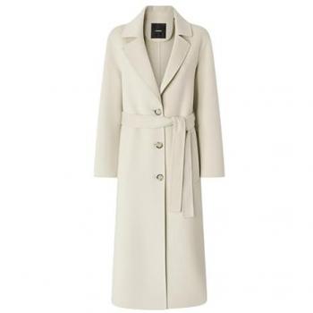 Beige Long Double-Faced Coat for Women - Size 38