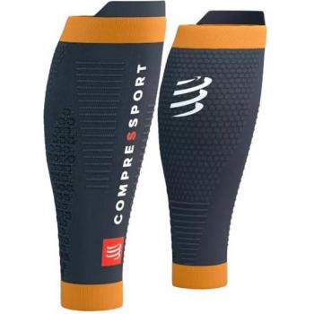 Compresión Calcetas Pantorrilleras Compressport R2 3.0 Unisex Negro Naranja, Tamaño 4