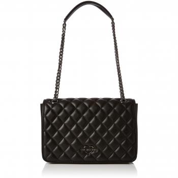 Love Moschino Borsa Quilted Metallic Pu Nero, Bolso Mujer, Negro