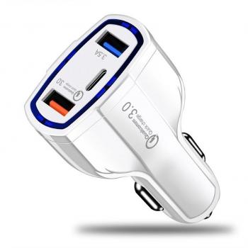 Cargador de Coche USB C 3 Puertos QC 3.0 - Pack de 10 Unidades, Carga Rápida para Teléfonos