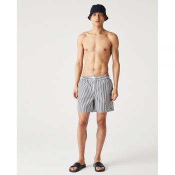 Lacoste Men's Seersucker Stripe Swim Shorts - Navy, X-Large