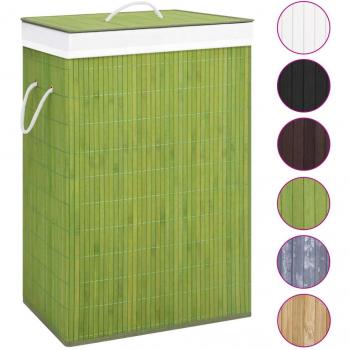 Cesta para la ropa sucia de bambú de una sección, plegable, color blanco, gris y negro