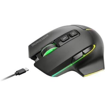 Ratón Gaming Inalámbrico Mars Gaming MMW-Vector Tri-Mode 12000 DPI Bluetooth 5.4 y USB-C, Autonomía de 70h, Switches Huano, Negro