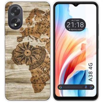 Funda de Silicona para Oppo A38 4G con Diseño de Madera 07 y Dibujos