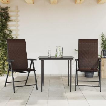 Sillas de jardín plegables de Polyrattan marrón - 2 piezas, ratán sintético, diseño ligero y práctico, ideales para exteriores