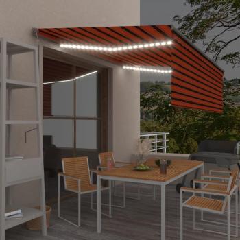 Tienda Automática de Pérgola 4x3 m con LED y Sensor de Viento Naranja Marrón