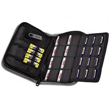 Estuche Multi Tarjetas de Memoria Maxi - Negro/Nylon, Organizador para SD, CF, SM, MMC, XD y MStick