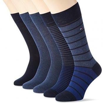 Tommy Hilfiger TH Men Stripe Box 5P, Calcetines para Hombre, Azul