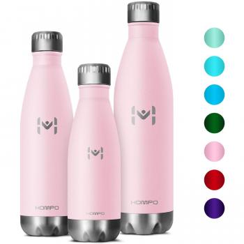 HOMPO Botella de Agua de Acero Inoxidable Botella Aislada al Vacío,diseño de Pared Doble,Sin Bpa & Eco Friendly,Adecuada para Viaje, Deporte, Bicicleta, Gimnasio