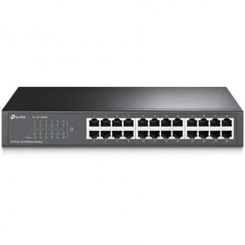 TP-Link TL-SF1024D 24-Port 10/100Mbps Rackmount Switch, No administrado, Fast Ethernet (10/100), Negro, Fanless