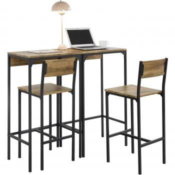 Set de 2 Mesas Altas de Bar y 2 Taburetes de Estilo Industrial SoBuy OGT42-F para Balcón, Cocina, Comedor y Sala de Estar