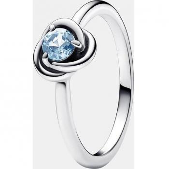 Anillo Pandora Moments Círculo Eternity de plata y cristal aguamarina