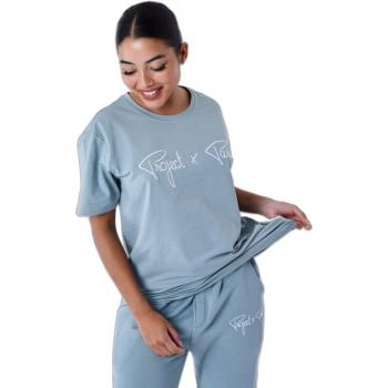 Project X Paris Basic Logo Embroidery T-Shirt in Blue Green, Size S