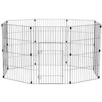 Iris Ohyama, Parque al aire libre para perros / cachorros, 1,7 m², 8 paneles, puerta con pestillo, conectores para un fácil montaje y desmontaje, para perro - Wire Pet Circle WPC-36 - Plata