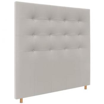 Cabecero Capitoné hasta el Suelo 150x120cm Tapizado en Polipiel Blanco Hueso para Cama Dormitorio