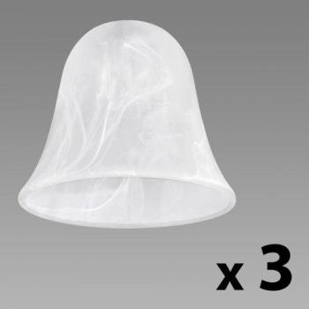 MiniSun - Set de 3 pantallas de repuesto para lámpara, de cristal satinado, efecto mármol y forma de campana