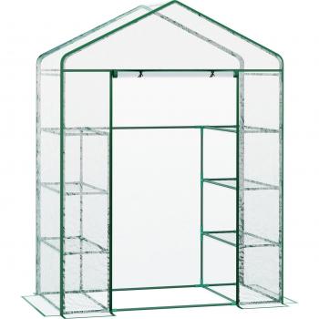 Outsunny Invernadero de Jardín con Puerta Enrollable 195x143x73 cm Estructura de Acero y Cubierta de PVC Transparente