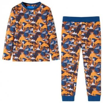 Pijama Infantil de Manga Larga Estampado Animales Montañas Coñac 104