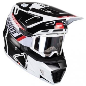 Leatt Casco de Cross 7.5 con Tecnología Turbina 360° y Gafas Moto Incluidas Negro-Blanco