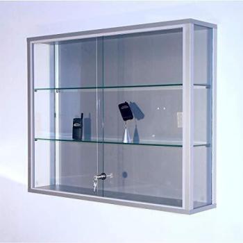 Vitrina Mural LINK con 2 Baldas Ajustables y Puertas Correderas de Vidrio Templado, B 1000 x D 200 x H 800 mm
