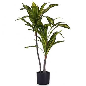 Planta Decorativa Hoja Ancha Verde Plástico con Cable de Hierro (60 x 90 x 60 cm)
