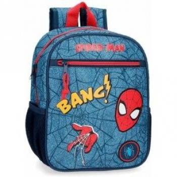 Mochila Spiderman Denim 28cm adaptable azul
