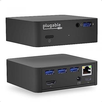 Plugable USB-C Mini Docking Station with 85W Power Delivery, HDMI 4K, Gigabit Ethernet, and USB Hub