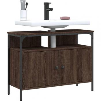 Mueble de lavabo de baño Roble Marrón 80x30x60cm madera multicapa