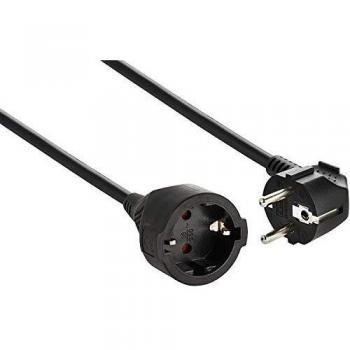 Electraline 01693 Prolongador de 5 m con Toma Schuko, Cable 3G1,5 mm², Color Negro
