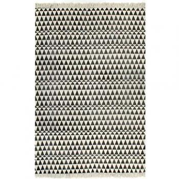 vidaXL Alfombra de Algodón Kilim 160x230cm Estampado Negro/Blanco Decoración