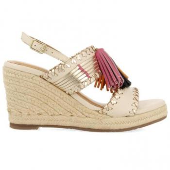 Gioseppo Sandalias Mujer Étnicas Off-white con Pedrería y Cuña de Yute