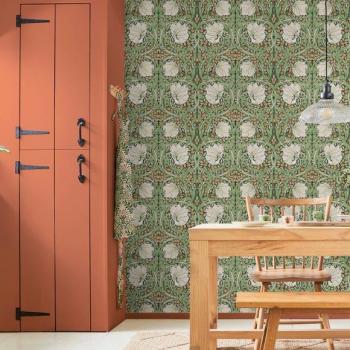 William Morris Pimpernel Textured Retro Wallpaper