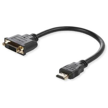 Adaptador HDMI-DVI MicroConnect 15 cm, macho/hembra, pasivo, soporte 1080p y 60 Hz, color negro